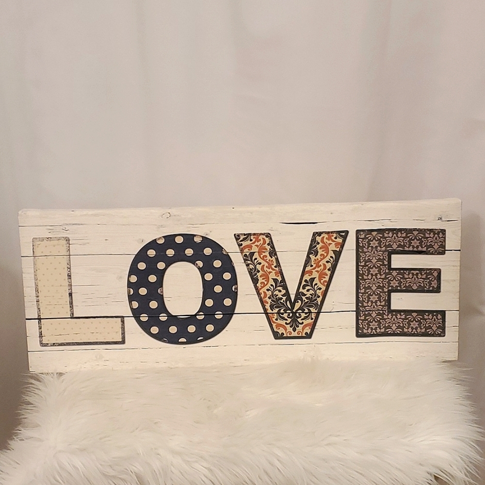 "LOVE" Patchwork Sign